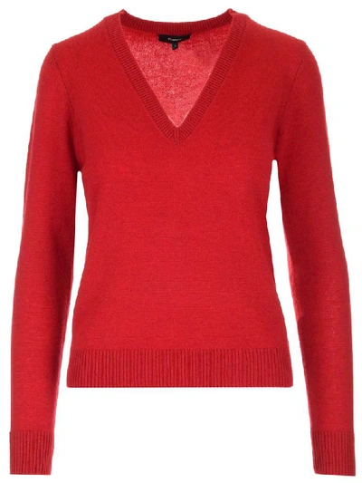 Theory Ribbed V In Red