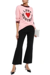 LOVE MOSCHINO LOVE MOSCHINO WOMAN APPLIQUÉD FRENCH COTTON-TERRY SWEATSHIRT BABY PINK,3074457345621394875