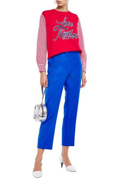 Love Moschino Striped Poplin-paneled Embroide In Red