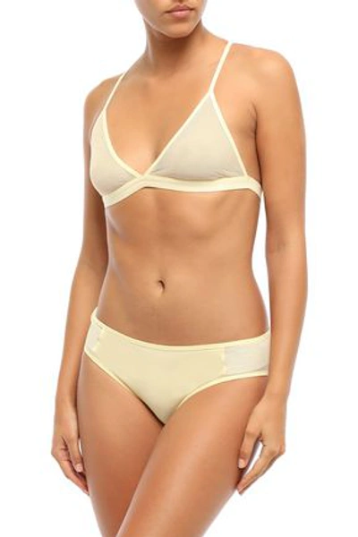 Skin Odelyn Cotton-tulle Soft-cup Triangle Bra In Pastel Yellow