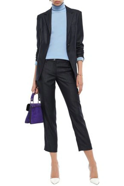 Versace Collection Woman Cropped Woven Straight-leg Pants Midnight Blue