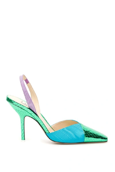 Attico Mara Multicolor Slingback Pumps In Green