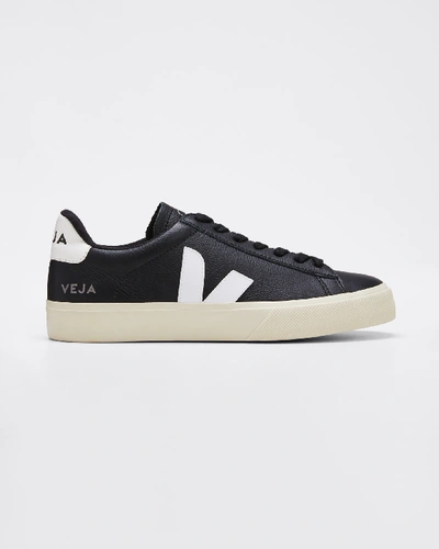 Veja Campo Easy Two-tone Leather Sneakers In Black/white