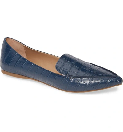Steve Madden Feather Loafer Flat In Blue Croco