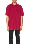 Raf Simons Embroidered Detail Polo Shirt In Burgundy