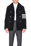 THOM BROWNE Shearling Unconstructed Classic Peacoat,TMBX-MO155