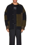 Ambush Patchwork Fleece Jacket In Dark Green