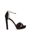 MALONE SOULIERS MIRANDA 125 BLACK SATIN SANDALS,3072555