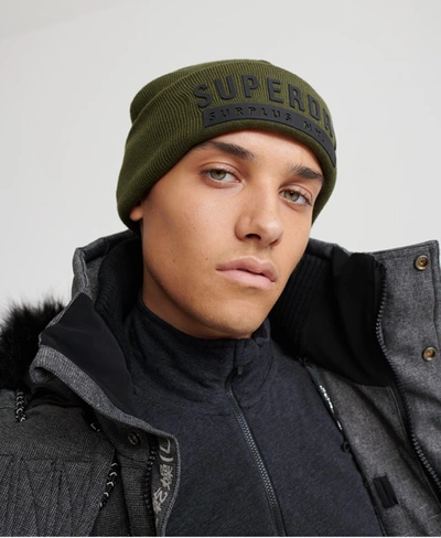 Superdry Surplus Silicone Beanie In Green