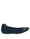 Hogan Woman Ballet Flats Slate Blue Size 5.5 Textile Fibers, Soft Leather In Blue
