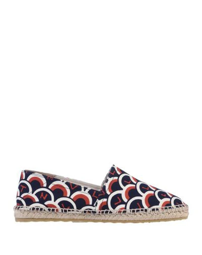 Valentino Garavani Printed Twill Espadrilles In Dark Blue