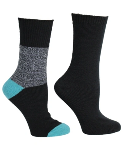 Steve Madden Womens 2 Pack Super Soft Lurex & Colorblock Boot Sock, Online Only In Black