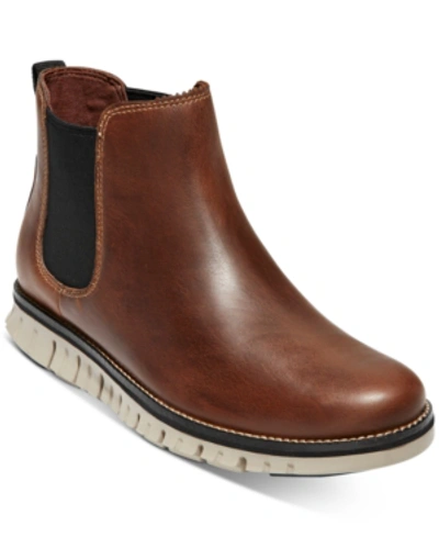 Cole Haan Men's Zergrand Waterproof Pull On Chelsea Boots In Bourbon Leather