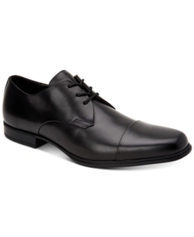 Calvin Klein Men's Dominick Crust Leather Oxfords Men's Shoes In Black