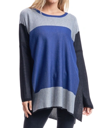 Fever Colorblock Poncho In Blue