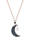 SWAROVSKI ROSE GOLD-TONE IMITATION PEARL & CRYSTAL MOON PENDANT NECKLACE, 15-5/8" + 2" EXTENDER