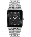 Bulova Quadra Mens Silver Tone Stainless Steel Bracelet Watch 96d145 In Silver