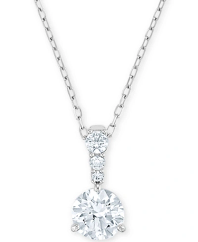 Swarovski Silver-tone Crystal Solitaire Pendant Necklace, 14-7/8" + 2" Extender In White