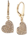 DKNY CRYSTAL HEART DROP LEVER BACK EARRINGS