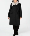 VINCE CAMUTO PLUS SIZE FAUX-FUR-COLLAR COAT