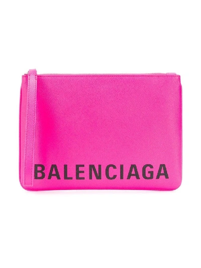 Balenciaga Pink Women's Cash Handle Pouch Acid Pink