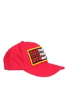 DSQUARED2 MAXI LOGO PATCH RED COTTON BASEBALL CAP,c41172aa-1838-4af7-beed-5ccfa7582bde