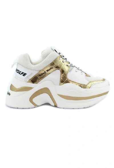 Naked Wolfe 70mm Track Mesh & Leather Sneakers In Gold,white