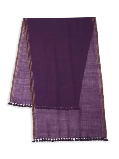 Eileen Fisher Tassel Wool Shawl In Raisin