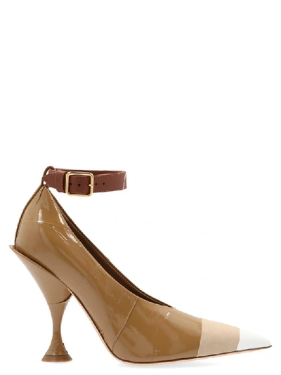 Burberry Evan Patent Pointed Pumps In Brown