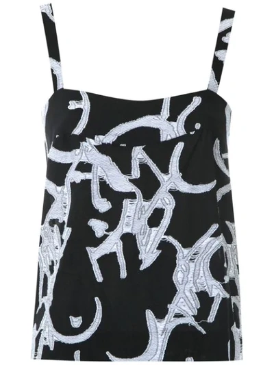 Andrea Marques Printed Sleeveless Blouse In Black