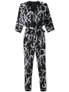 ANDREA MARQUES ALL-OVER PRINT BELTED JUMPSUIT