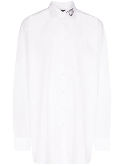 Raf Simons Embroidered Collar Oversize Fit Shirt In White