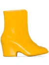 GUCCI YELLOW KITT ZIP LEATHER WELLIE BOOTS