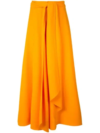 Carolina Herrera 开叉绉纱阔腿裤 In Orange