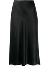 Vince Satin-finish Draped Midi Skirt In Black