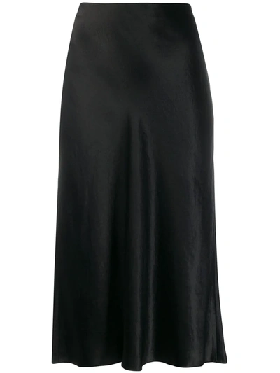 Vince High-waisted Midi Skirt In Black