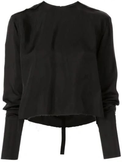 Yang Li Long-sleeved Distressed Blouse In Black