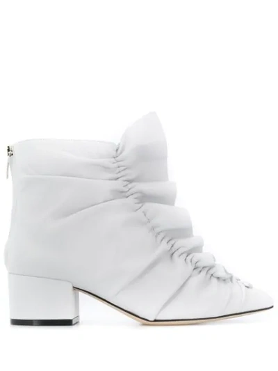 Sergio Rossi High Heels Ankle Boots In White Leather