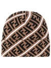 FENDI FF PRINT POM-POM BEANIE