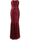 Dolce & Gabbana Long Dress Draped In Sequins In Red