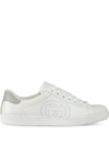 Gucci Men's New Ace Perforated Gg Leather Sneakers In White