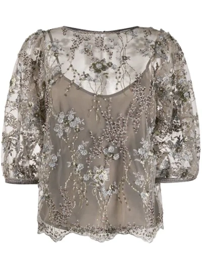 Antonio Marras Embroidered Layered Blouse In Neutrals