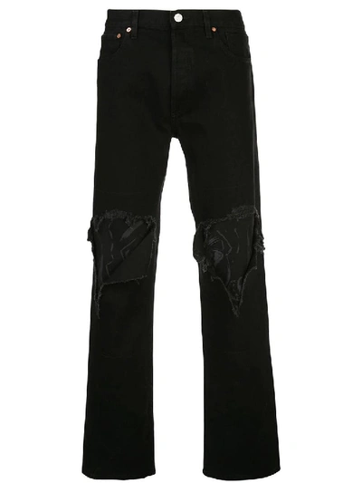 Vetements Distressed Bootcut Jeans In Black