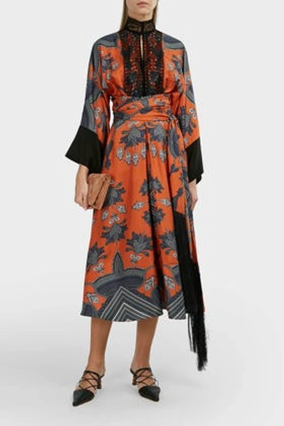 Amanda Wakeley Printed High-neck Silk Kimono Dress In Multicoloured