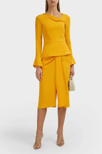 Roland Mouret Aura Knot-front Crepe Pencil Skirt In Yellow