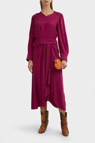 Isabel Marant Romina Asymmetric Silk-satin Dress In Fuchsia