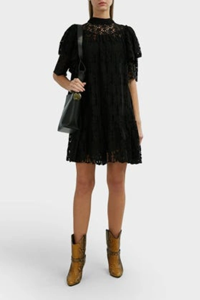 Isabel Marant Étoile Venus High-neck Lace Mini Dress In Black