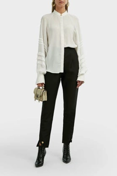 Aje Acacia Button-down Crepe Blouse In Ivory