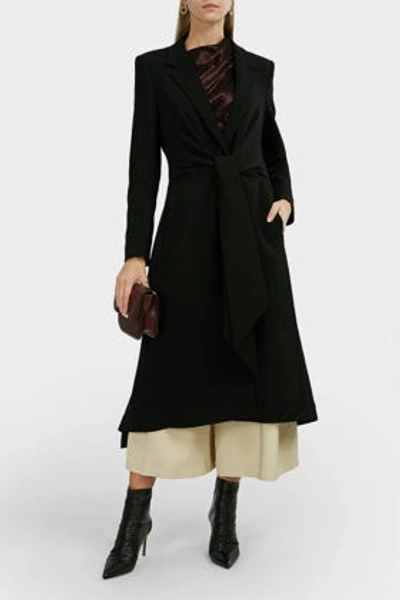 Roland Mouret Hollywell Belted Wool-crepe Coat In Black