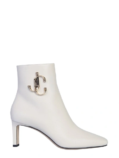 Jimmy Choo Minori Smooth Leather Booties In White
